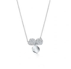 TIFFANY & Co. Platinum Diamond Paper Flowers Pendant Necklace Large