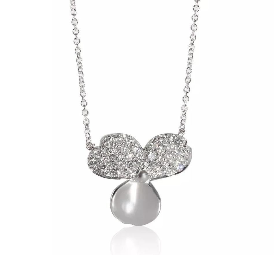 Round Cut TIFFANY & Co. Platinum Diamond Paper Flowers Pendant Necklace Large For Sale