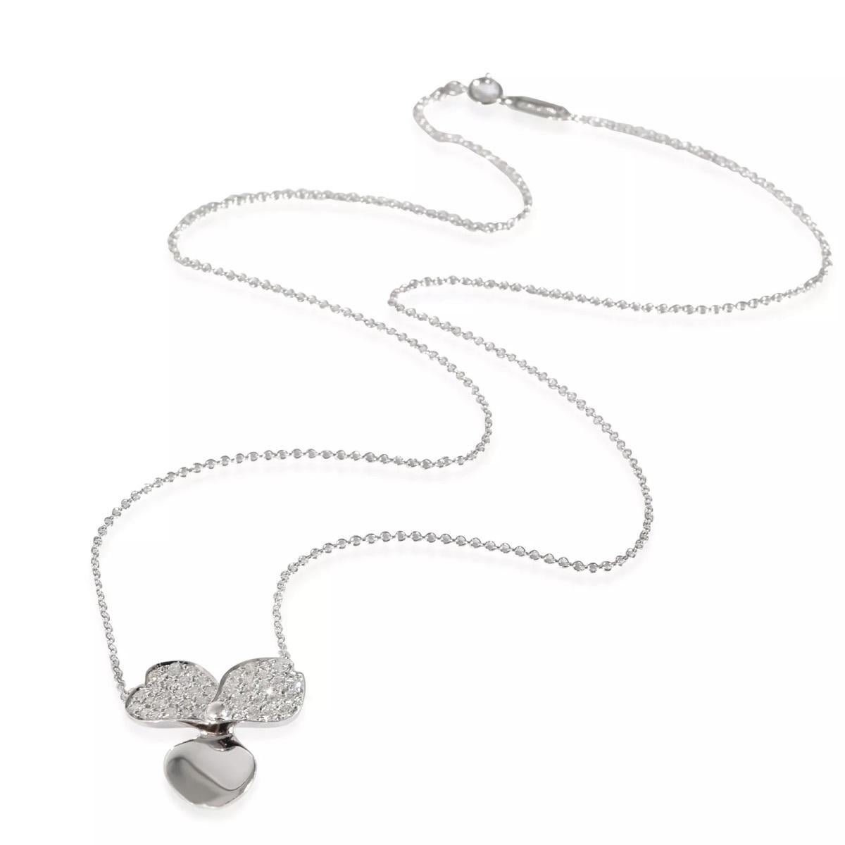 TIFFANY & Co. Platinum Diamond Paper Flowers Pendant Necklace Large For Sale 1
