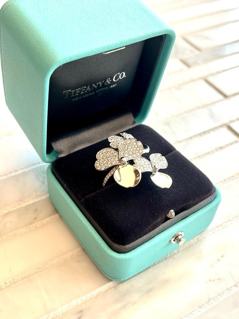 Tiffany & Co. Platinum Diamond Paper Flowers Ring In Excellent Condition For Sale In Naples, FL