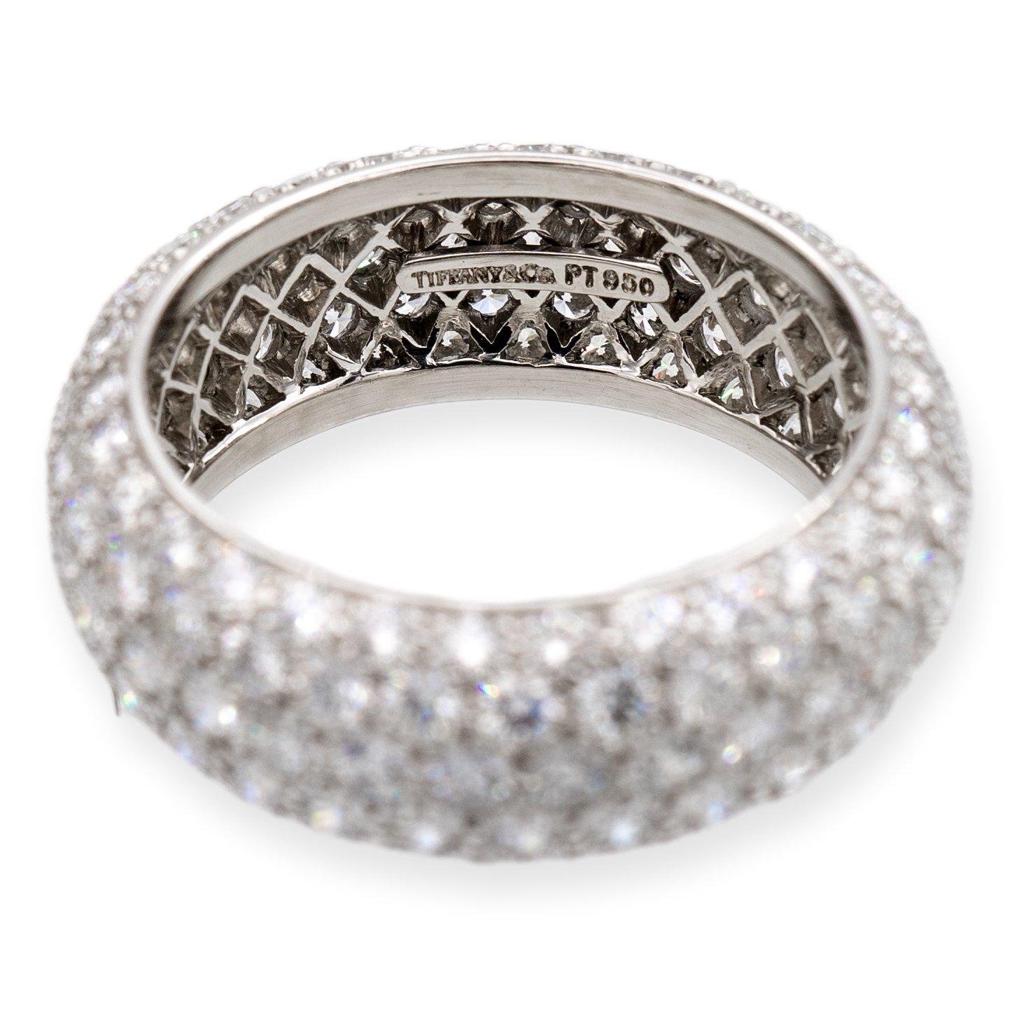 Modern Tiffany & Co. Platinum Diamond Pave 5 Row Etoile Eternity Ring 3.75 Carats