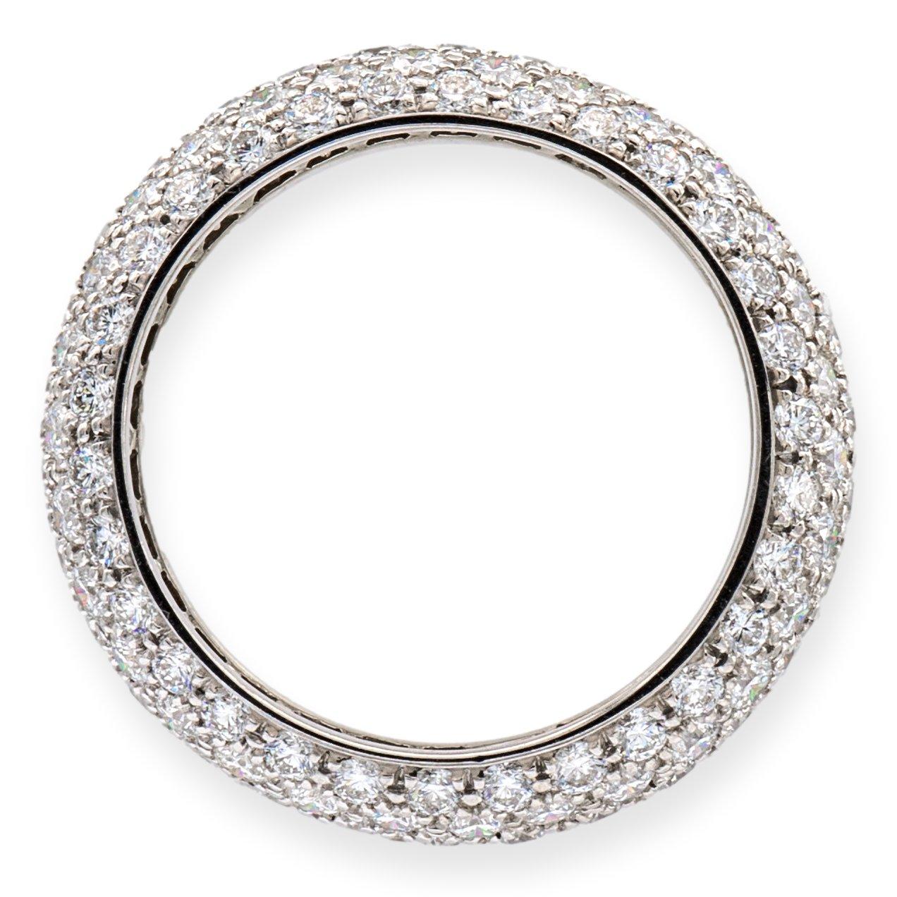Round Cut Tiffany & Co. Platinum Diamond Pave 5 Row Etoile Eternity Ring 3.75 Carats