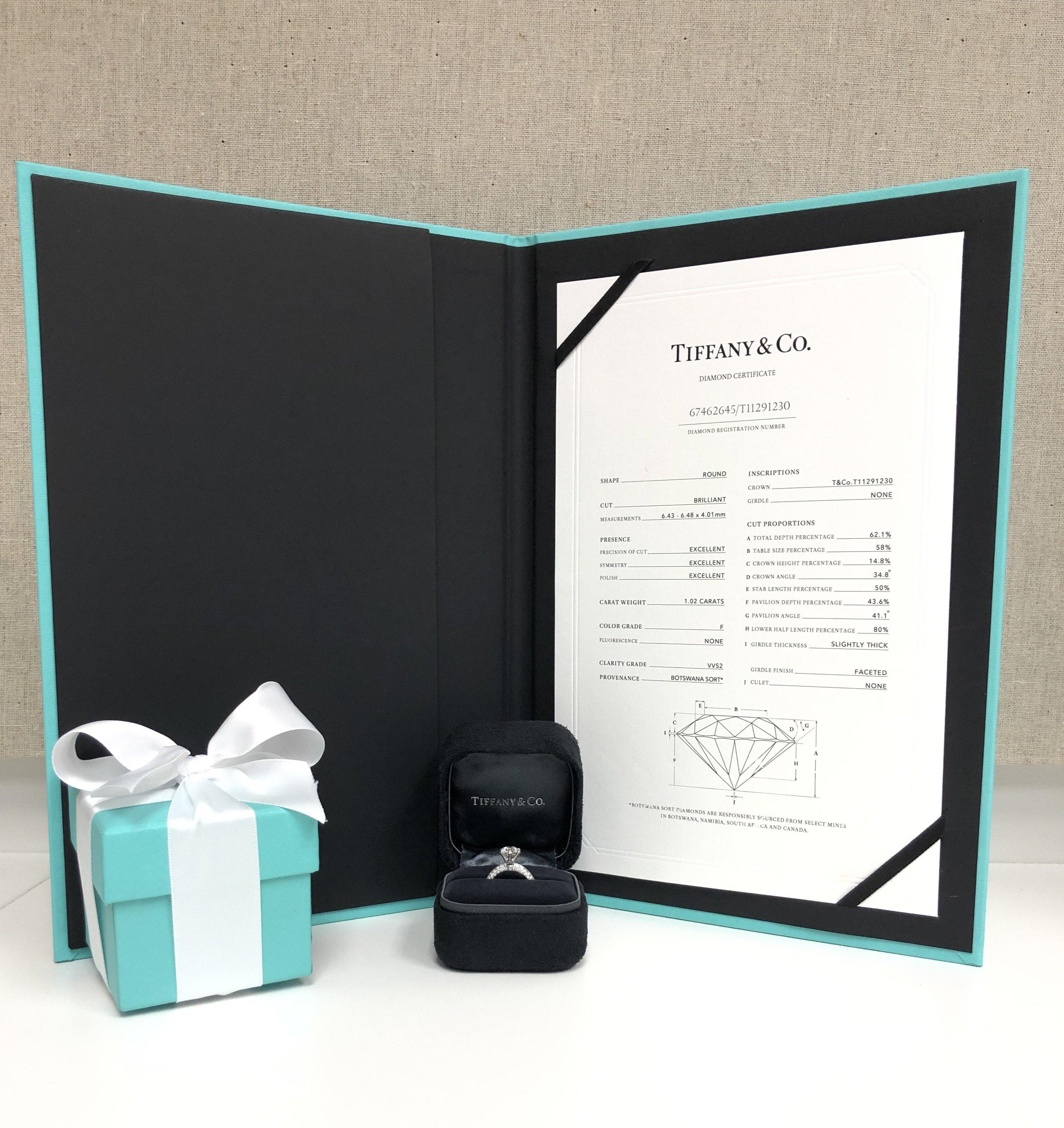 Tiffany & Co. Platinum Diamond Pave Engagement Ring 1.39 Cts. Total FVVS2 2