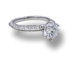 Tiffany & Co. Platinum Diamond Pave Engagement Ring 1.39 Cts. Total FVVS2