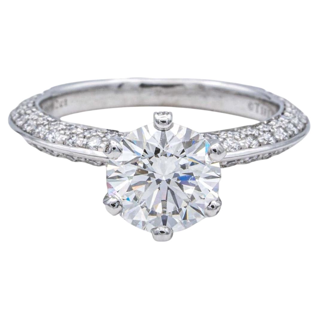 Tiffany & Co. Platin Diamant Pave Verlobungsring 1,39 Karat. Gesamtwert FVVS2