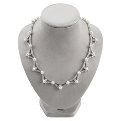 Tiffany & Co. Platinum Diamond Pearl Festoon Statement Necklace 5.00 Carats
