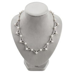 Tiffany & Co. Platinum Diamond Pearl Festoon Statement Necklace 5.00 Carats