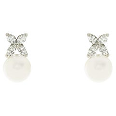 Tiffany & Co. Platinum Diamond & Pearl Victoria Earrings 60152975