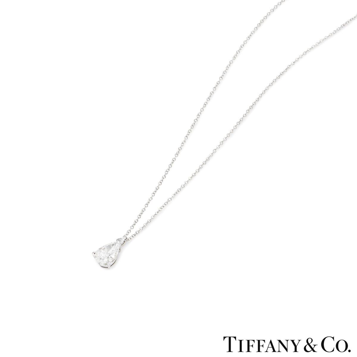 Pear Cut Tiffany & Co. Platinum Diamond Pendant 1.28ct I/VVS2