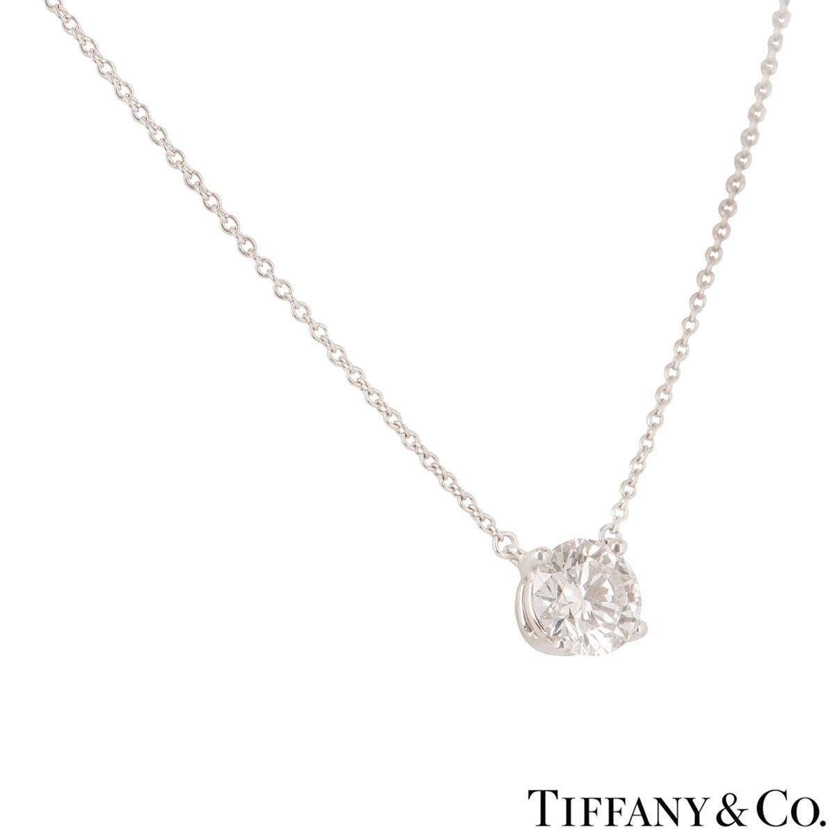 Round Cut Tiffany & Co. Platinum Diamond Pendant 1.45 Carat