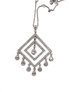 Tiffany & Co. Platinum Diamond Pendant Chain Link Necklace