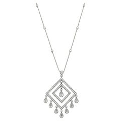 Tiffany & Co. Platinum Diamond Pendant Chain Link Necklace