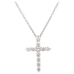 Tiffany & Co. Platinum & Diamond Pendant Cross 16-inch Necklace