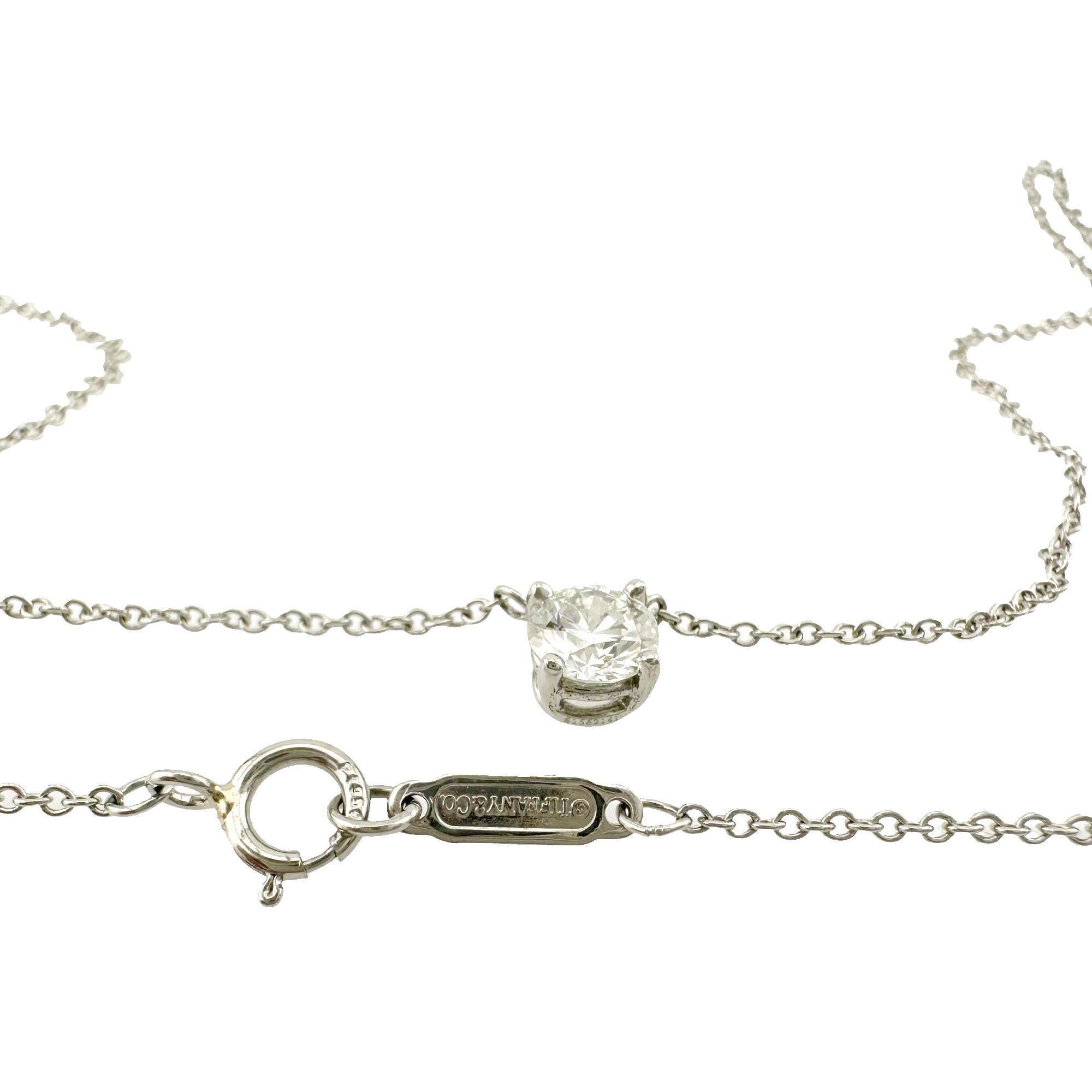 Tiffany & Co Platinum Diamond Pendant Necklace Round 0.43 ct 7