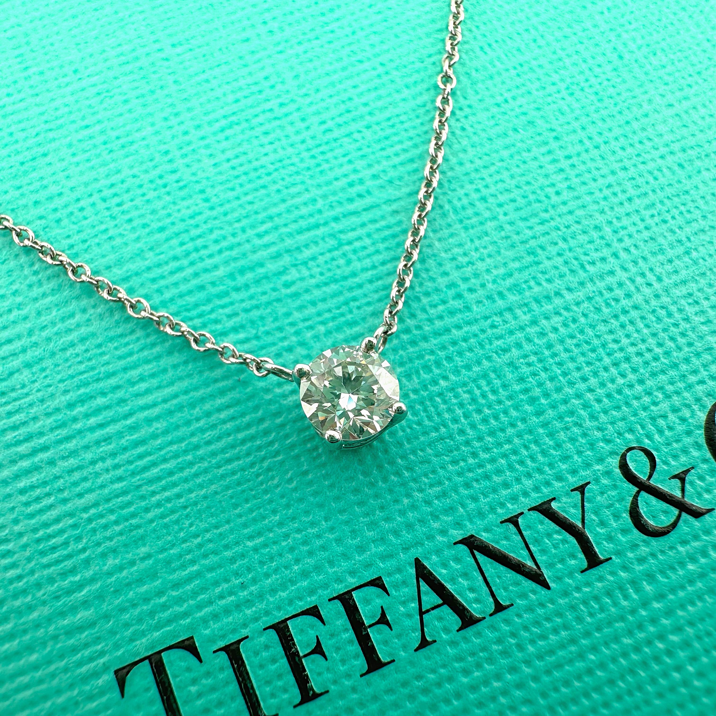 Tiffany & Co Platinum Diamond Pendant Necklace Round 0.43 ct 1