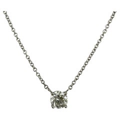 Tiffany & Co Platinum Diamond Pendant Necklace Round 0.43 ct