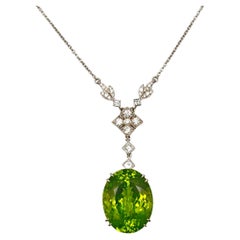 Tiffany & Co. Platinum Diamond Peridot Drop Necklace