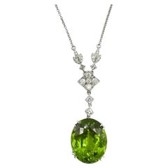 Tiffany & Co. Platinum Diamond Peridot Drop Necklace