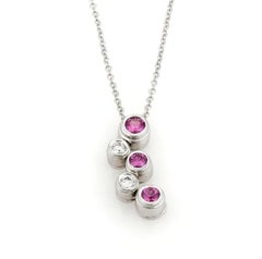 TIFFANY & Co. Platinum Diamond Pink Sapphire Bubbles Pendant Necklace