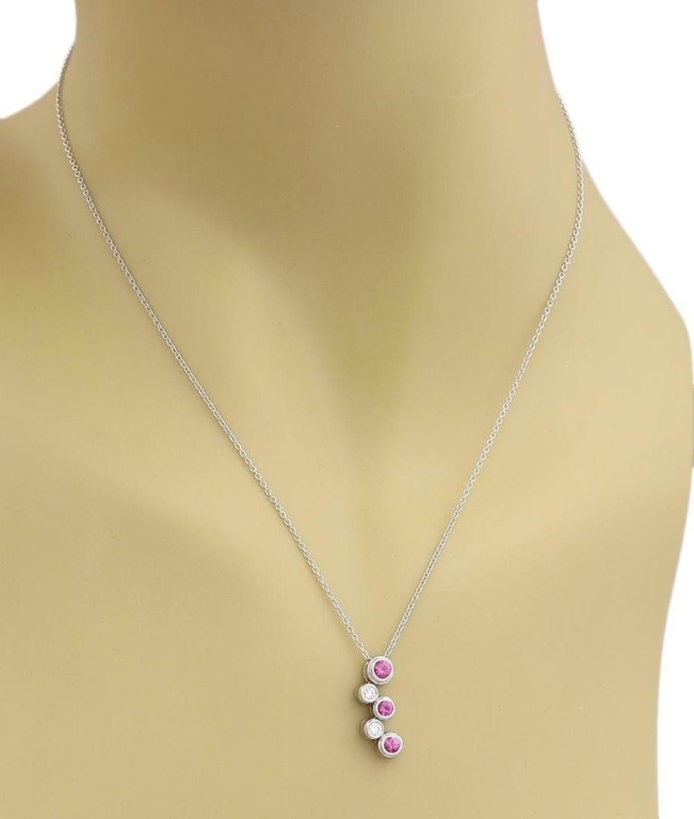 Women's TIFFANY & Co. Platinum Diamond Pink Sapphire Bubbles Pendant Necklace For Sale