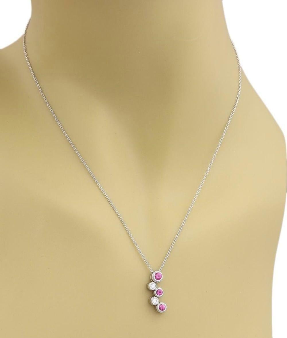 Donna TIFFANY & Co. Collana con ciondolo in platino con diamanti e zaffiri rosa in vendita