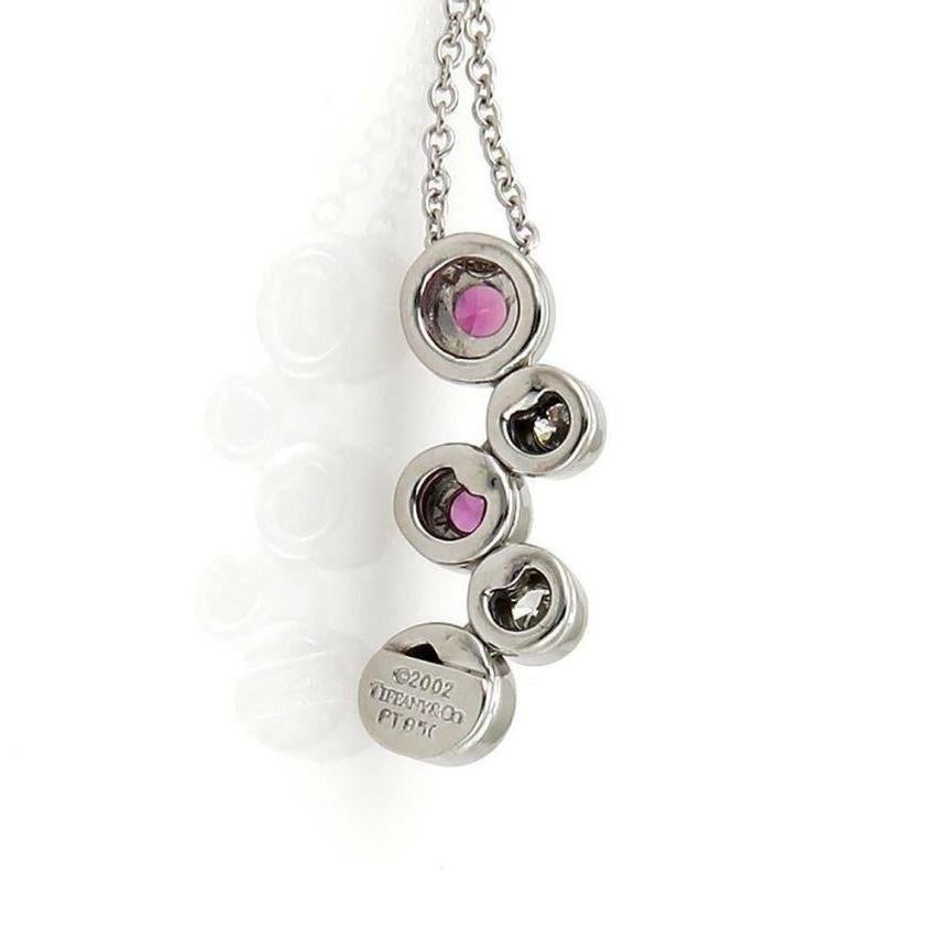 TIFFANY & Co. Platinum Diamond Pink Sapphire Bubbles Pendant Necklace For Sale 1