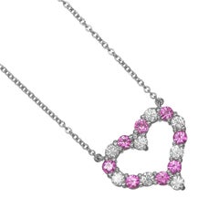 TIFFANY & Co. Platinum Diamond Pink Sapphire Heart Pendant Necklace