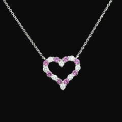TIFFANY & Co. Collana con ciondolo a cuore in platino con diamante e zaffiro rosa