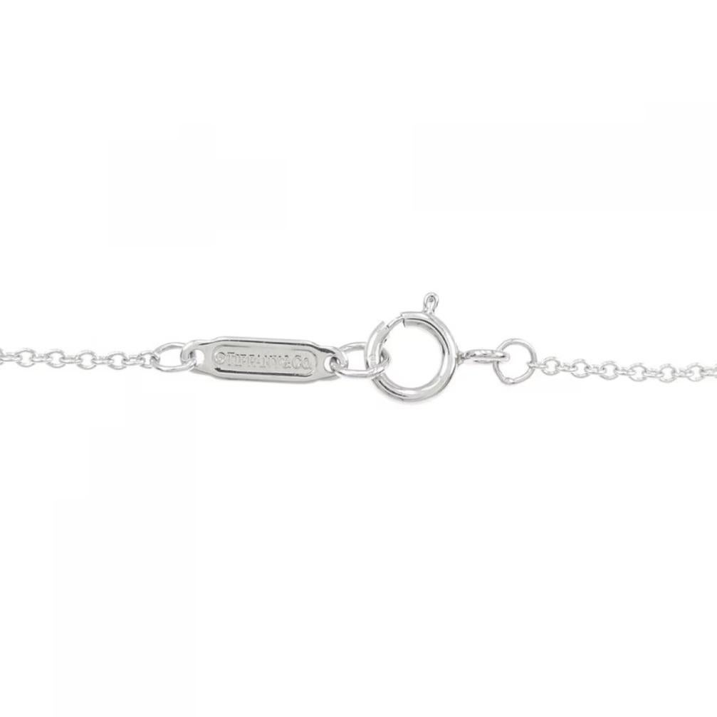 TIFFANY & Co. Platinum Diamond Pink Sapphire Heart Pendant Necklace For Sale 4