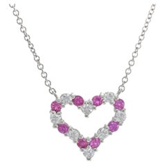 TIFFANY & Co. Collar Colgante Corazón Zafiro Rosa Diamante Platino