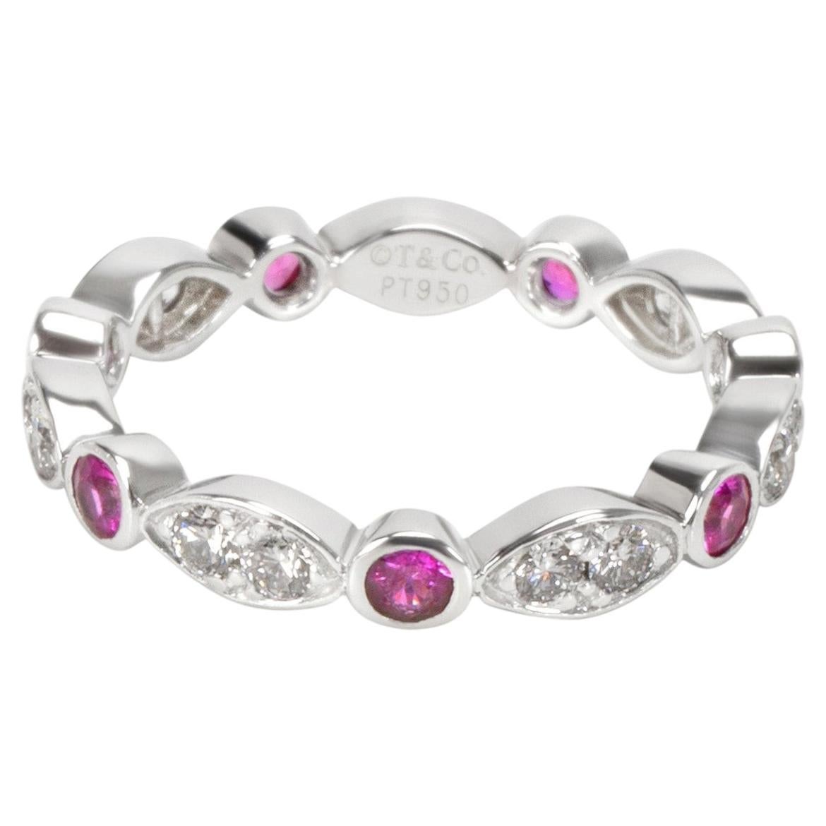 TIFFANY & Co. Platinum Diamond Pink Sapphire Jazz Ring 5
