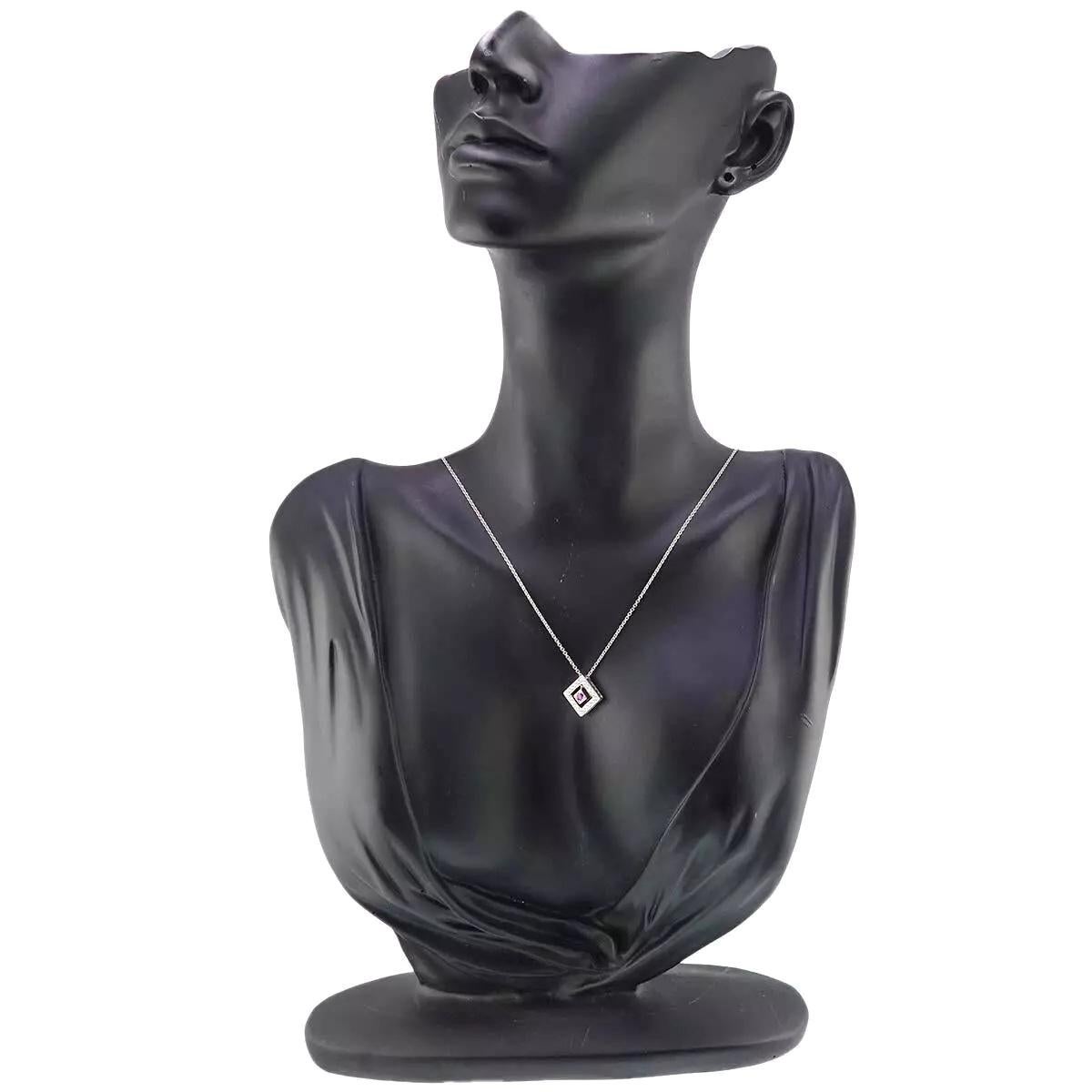 Donna TIFFANY & Co. Collana con ciondolo quadrato in platino con diamante e zaffiro rosa in vendita