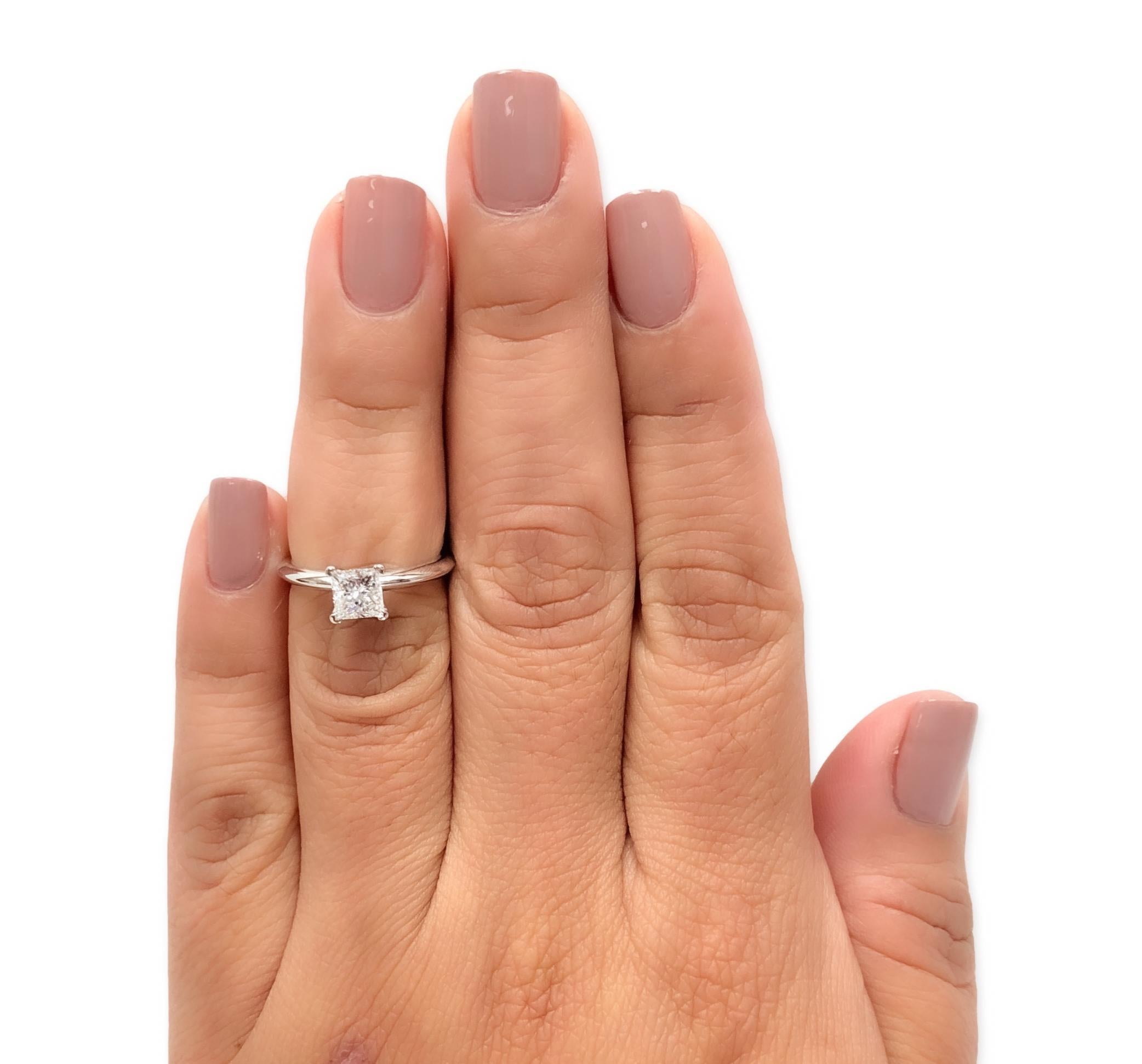 Tiffany & Co. Platinum Diamond Princess Cut Engagement Ring .67ct GVS2 For Sale 1