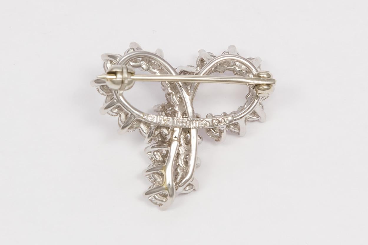 Contemporary Tiffany & Co. Platinum and Diamond Ribbon Pin Brooch