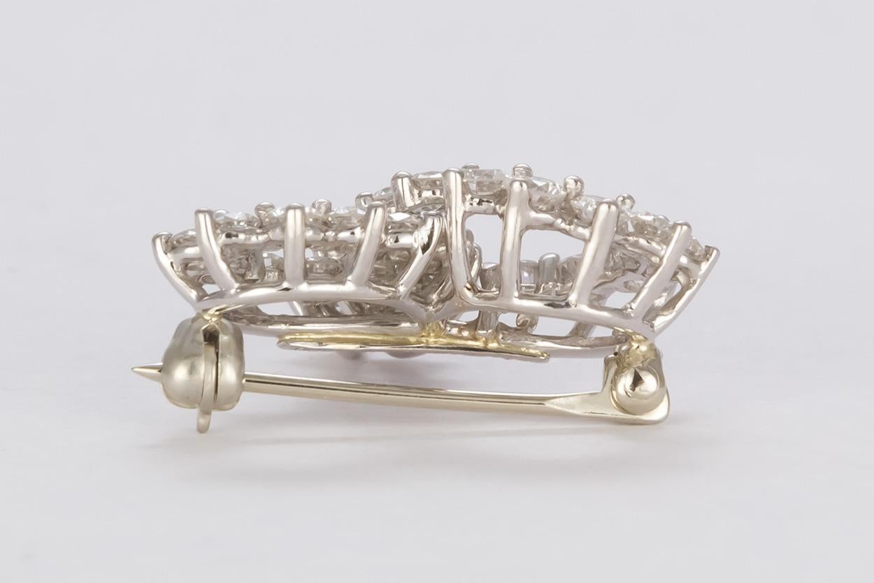Round Cut Tiffany & Co. Platinum and Diamond Ribbon Pin Brooch
