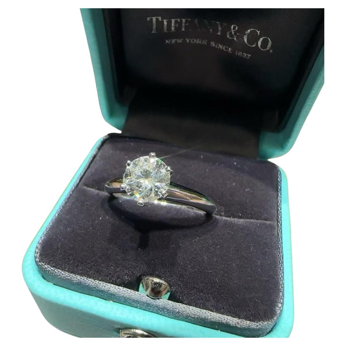 Tiffany & Co. Platinum Diamond Ring 1.0ct VS2 Color FSize 52
