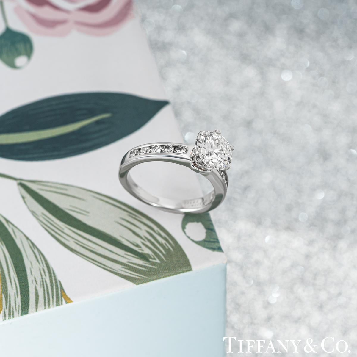 Women's Tiffany & Co. Platinum Diamond Ring 1.28 Carat G/VVS2 For Sale