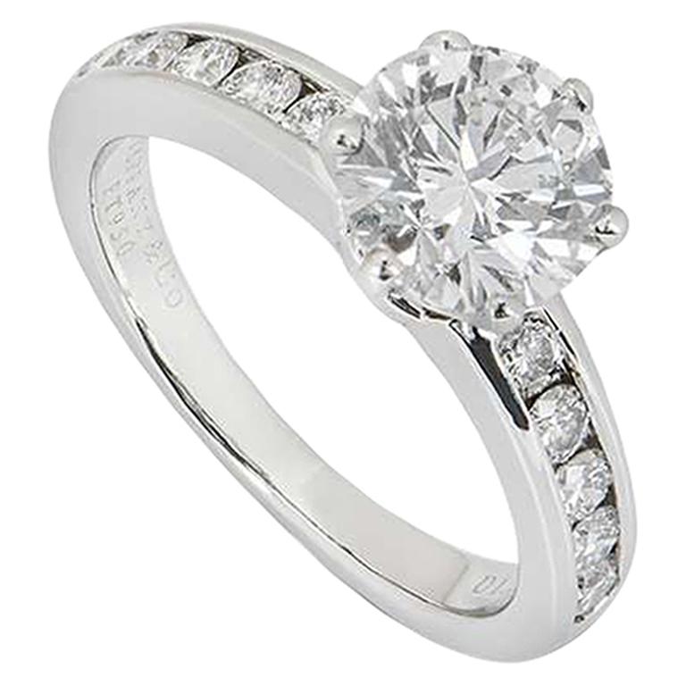 Tiffany & Co. Bague en platine avec diamant de 1,28 carat G/VVS2