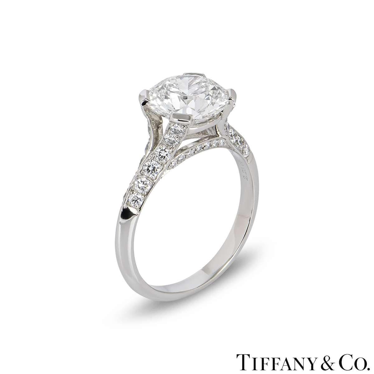 Taille ronde Tiffany & Co. Bague en platine avec diamant 2,23 carats G/VVS1 XXX en vente