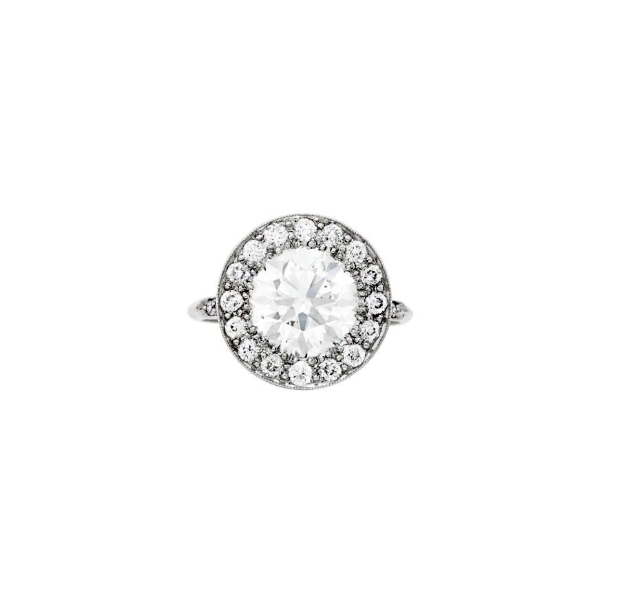 Women's or Men's Tiffany & Co. Platinum & Diamond Ring; Old European Cut Diamond 2.56ct For Sale