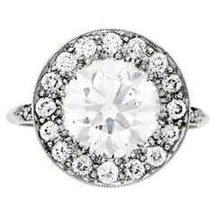Tiffany & Co. Platinum & Diamond Ring; Old European Cut Diamond 2.56ct