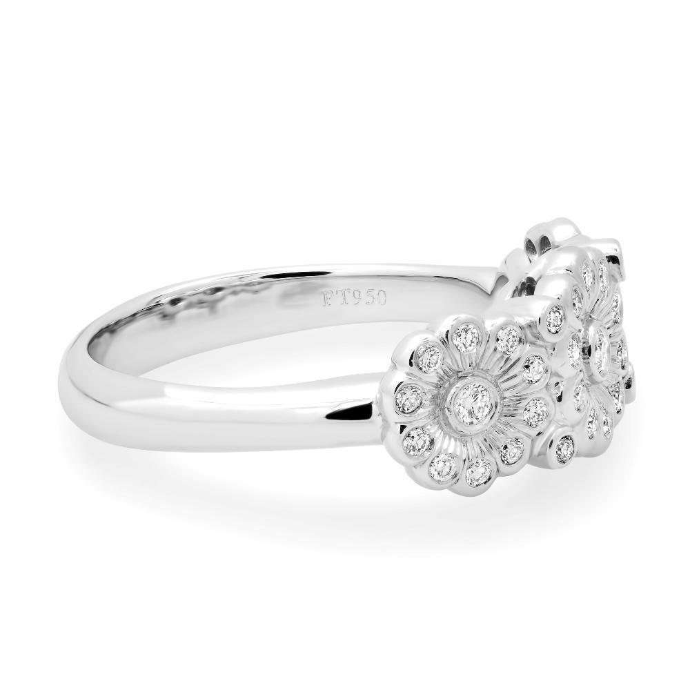 Women's TIFFANY & Co. Platinum Diamond Rose Flower Ring 6 For Sale