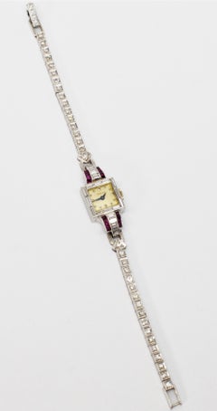 Tiffany & Co. Platinum Diamond Ruby Art Deco Ladies Wristwatch