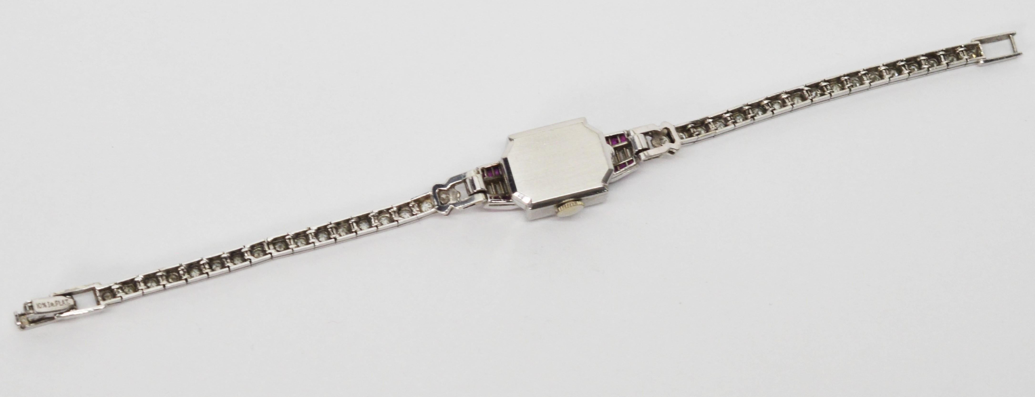 Women's Tiffany & Co. Platinum Diamond Ruby Art Deco Ladies Wristwatch
