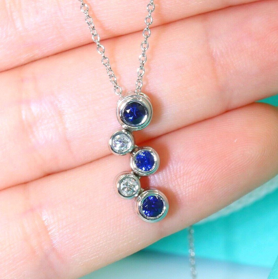 Round Cut TIFFANY & Co. Platinum Diamond Sapphire Bubbles Pendant Necklace