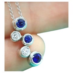 TIFFANY & Co. Platinum Diamond Sapphire Bubbles Pendant Necklace