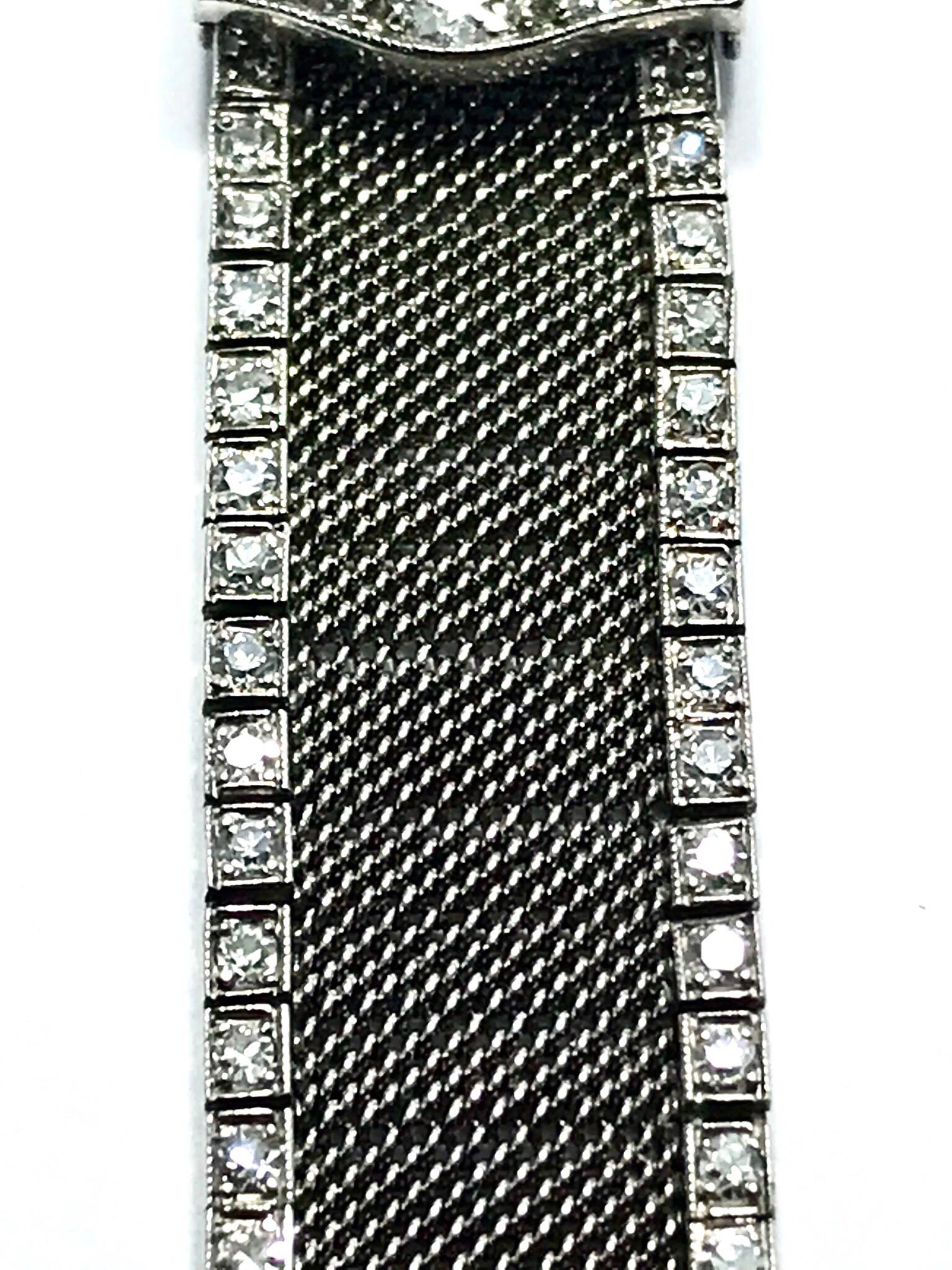 Women's or Men's Tiffany & Co. Platinum Diamond Sapphire Manual Bracelet Wristwatch