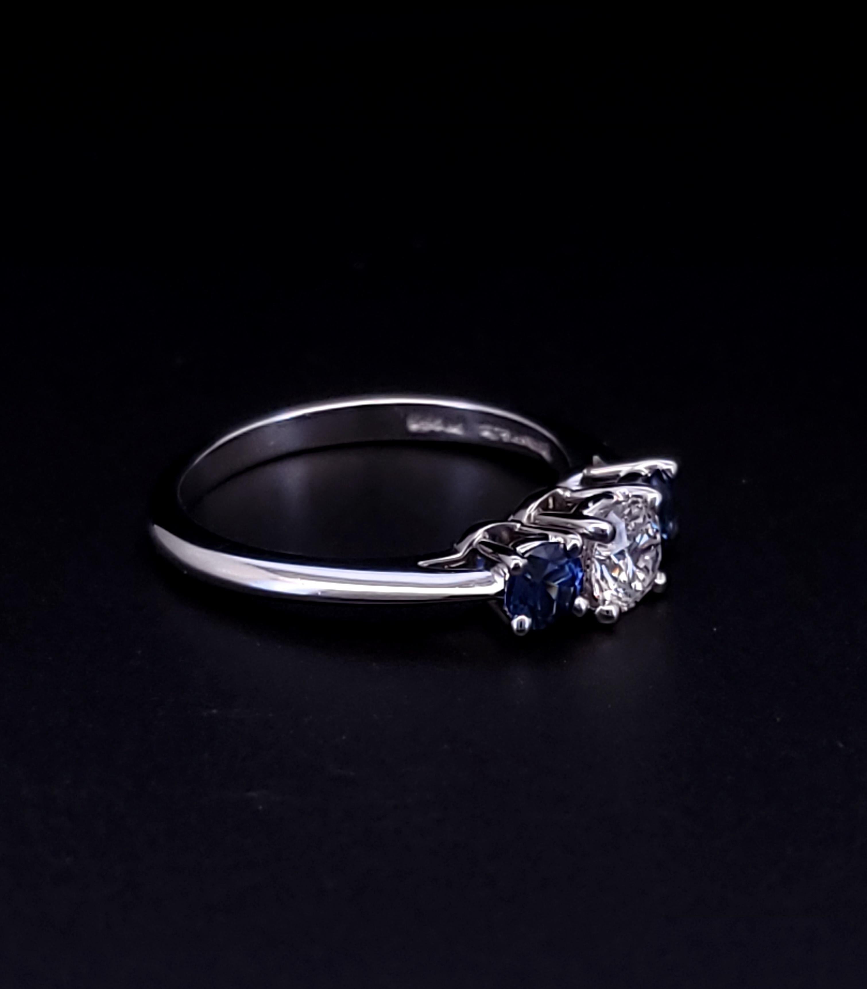 Tiffany & Co. Platinum diamond sapphire ring size 6 (Rundschliff) im Angebot