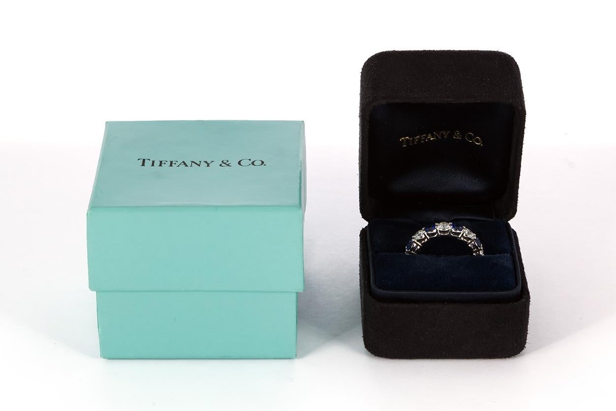 Tiffany & Co. Platinum Diamond & Sapphire Tiffany Embrace Band Ring  1
