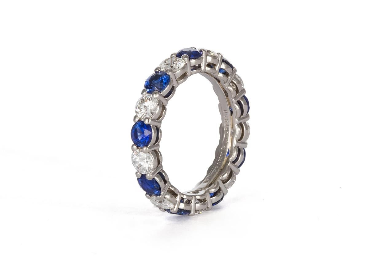 Modern Tiffany & Co. Platinum Diamond & Sapphire Tiffany Embrace Band Ring 